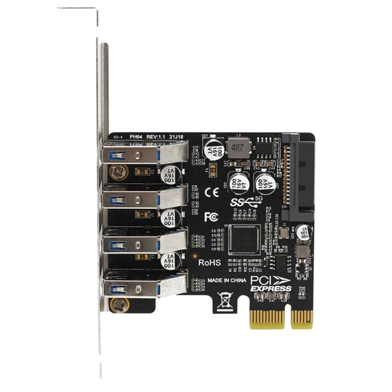 

HOT-PH64 PCIe к USB3.0 плата расширения четыре порта 2U/4U шасси Двойной источник питания 5G Rate VL805
