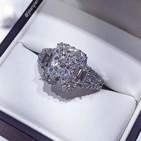 new womens jewelry full diamond inlaid baguette fashion wedding proposal diamond ring european and american jewelry wholesale