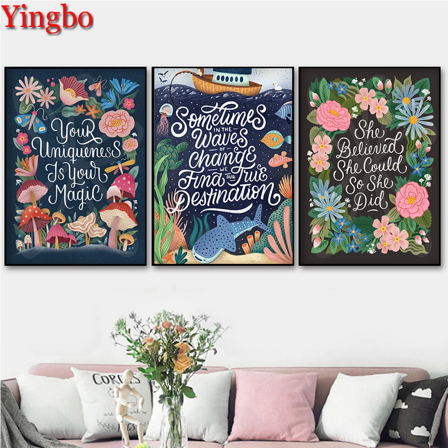 

Набор для алмазной живописи «сделай сам», Алмазная мозаика с вашими волшебными цветами 5D, полноразмерная Вышивка крестиком, наклейка на сте...