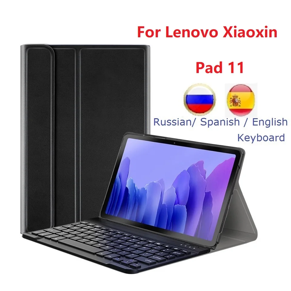

For Lenovo Xiaoxin Pad 11 Case With keyboard TB-J606F Wireless PU Leather Russian Spanish Funda For Lenovo Tab P11 Keyboard Case