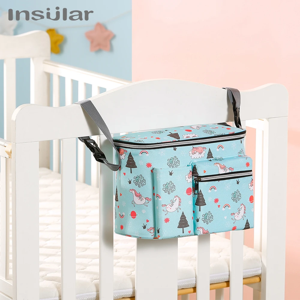 Insular Mummy Bag Stroller Hanging Bag Diaper Bag Multifunctional Large Capacity Portable Milk Bottle Storage Portable