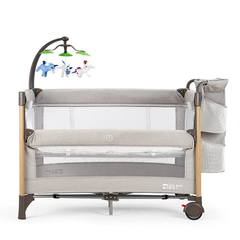 Crib Multifunctional Bed Folding Portable Baby Cradle Bed Removable Baby Splicing King Bed  kids bed