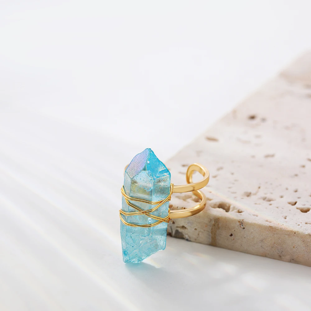 Модные розовые прозрачные Кристальные нестандартные многоугольные кольца для