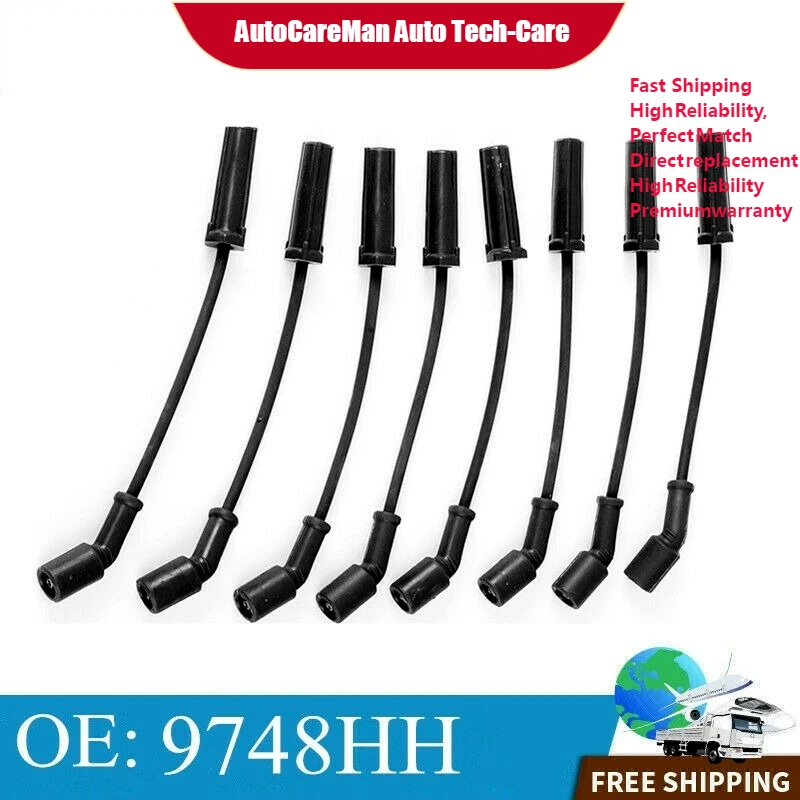 

8x 9748HH AC Spark Plugs Wires Set fit GMC Chevy Tahoe Hummer 5.3 6.0 V8