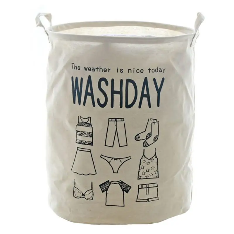 

Convenient English Beautiful Cotton And Linen Home Furnishing Laundry Bucket Durable Portable Storage Bag Practical Foldable