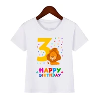 2022 hot sale kids t shirt cute animals and numbers happy birthday 1 10 years boysgirls t shirt summer baby tops clothes gift
