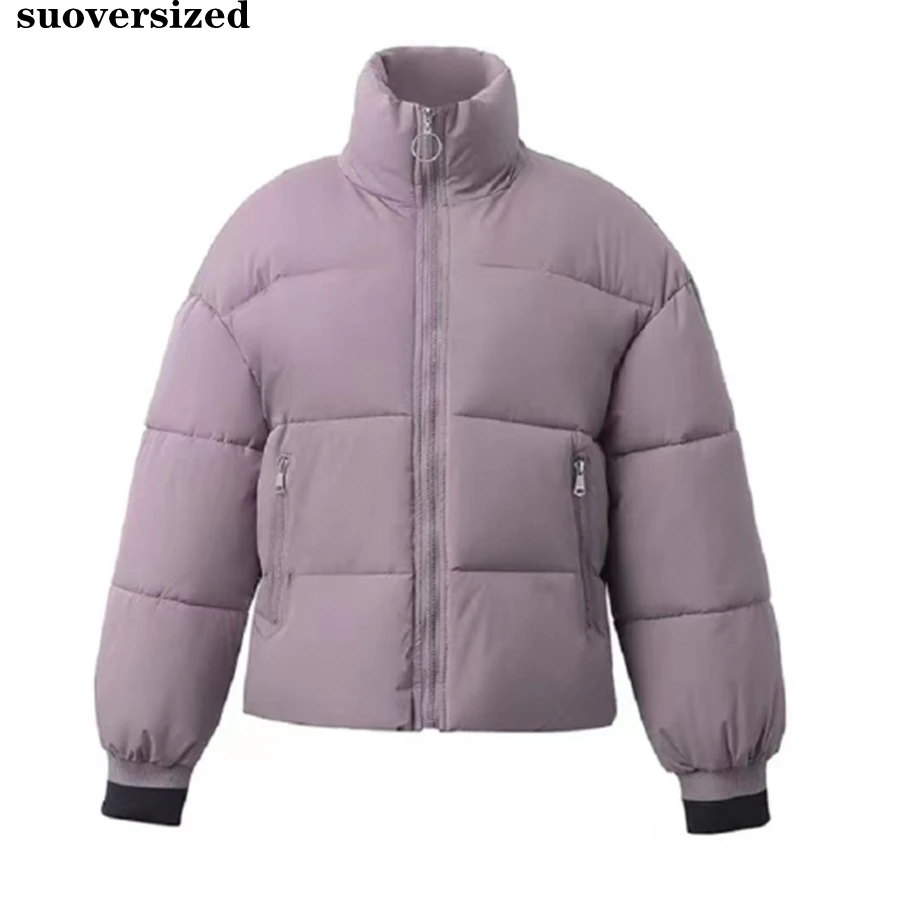 

Winter Loose Thicken Short Fluffy Jacket Women Warm Parka Cotton Padded Basic Solid Coat Casual Korean Outwear Snow Wear Abrigos