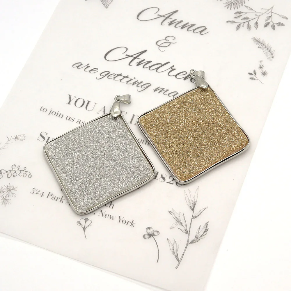 

1pcs Natural Freshwater Shell Frosted Diagonal Square Pendant Fashion Ladies DIY Necklace Earrings Jewelry Accessories 53x53mm