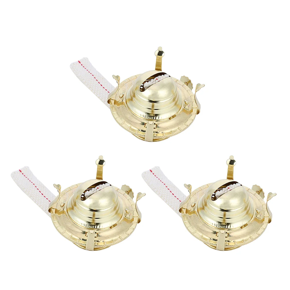 

3 Pcs Kerosene Lamp Accessories Metal Brackets Temple Oil Burner Replacement Head Replaceable Parts Retro Aluminum Alloy Wick