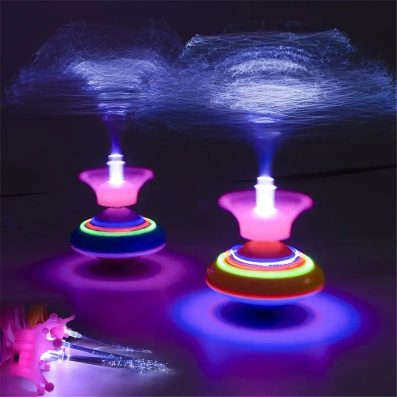 

2pc Novelty Light Fiber Spinnig Top Lase Music Luminous Music Gyro Light Up Kid Toy Party