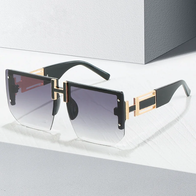 

Солнцезащитные очки без оправы для мужчин и женщин, квадратные Роскошные брендовые дизайнерские винтажные модные солнечные очки без оправы с плоским верхом