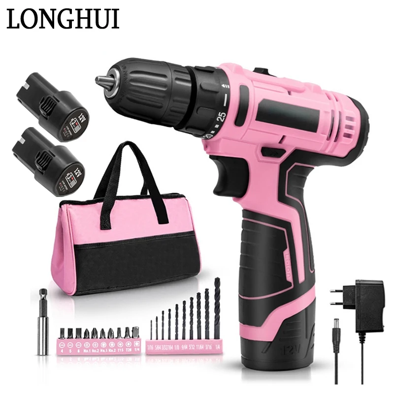 12V Electric Drill Cordless Drill Electric Screwdriver Hammer Drill Impact Drill Lithium Battery Household Wireless Power Tools