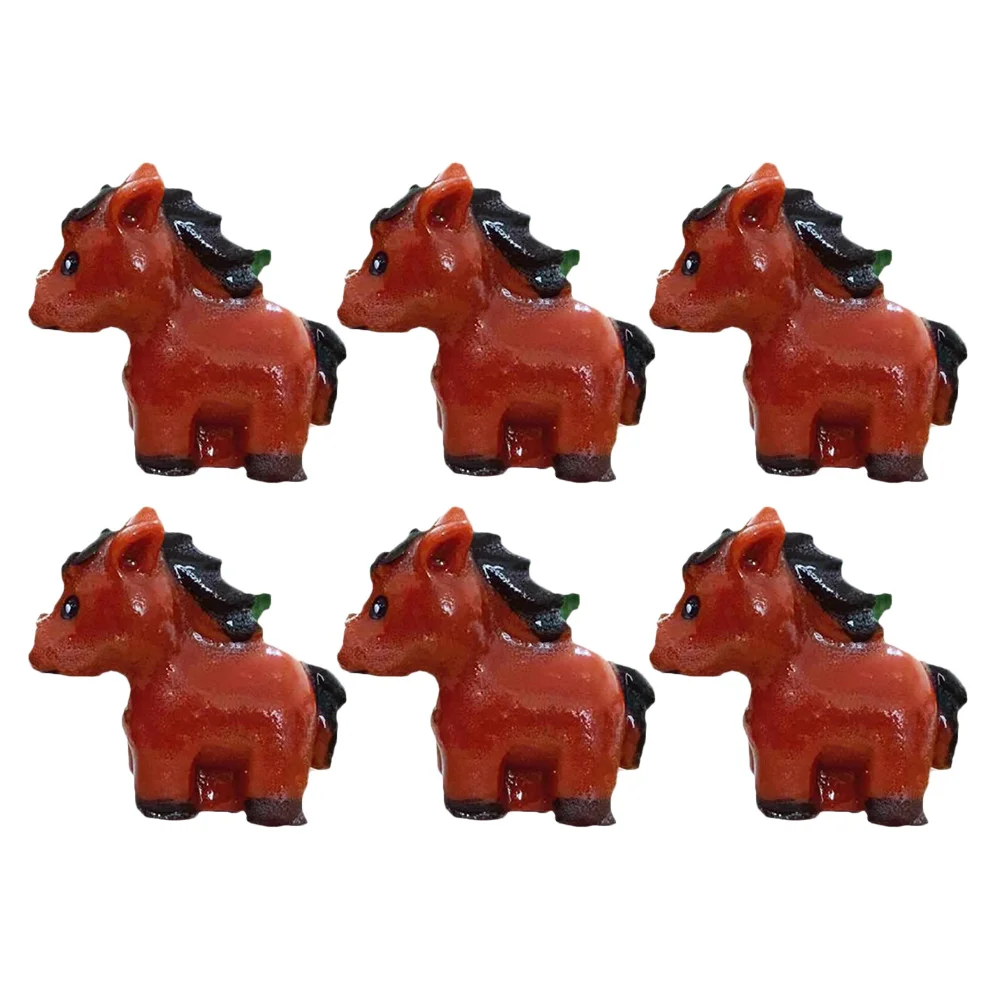 

6pcs Vivid Resin Little Horse Adornment Micro Landscape Decors Flowerpot Decor