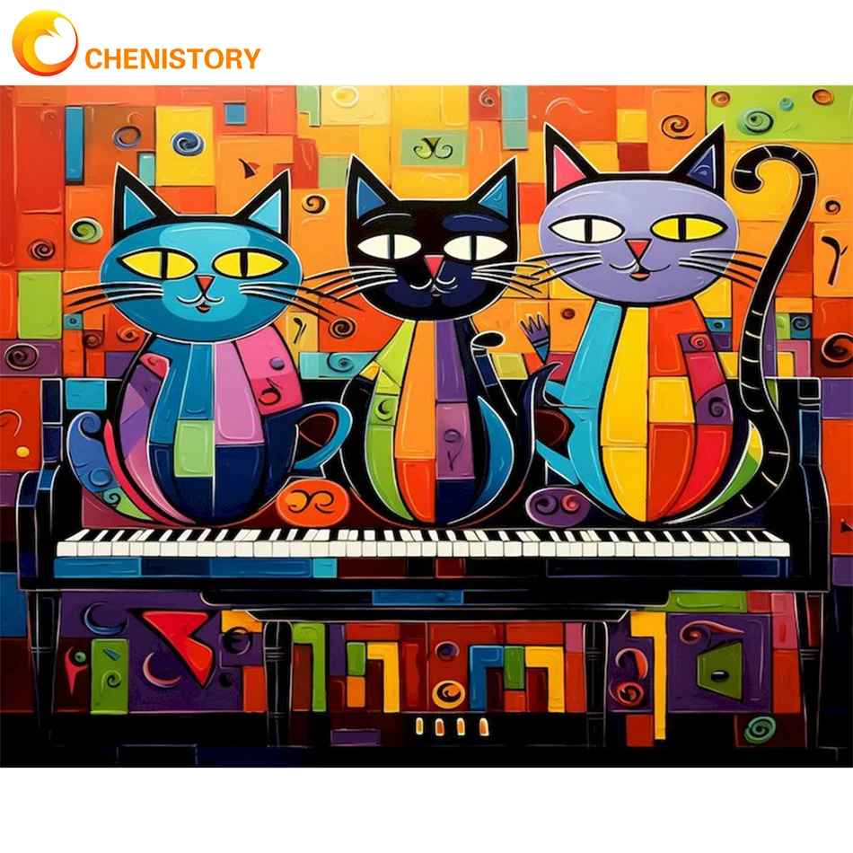 

CHENISTORY 60x75cm Oil Painting By Numbers Cat Paint By Numbers Animal On Canvas For Adult DIY Crafts Kit Home Decor Wall Art