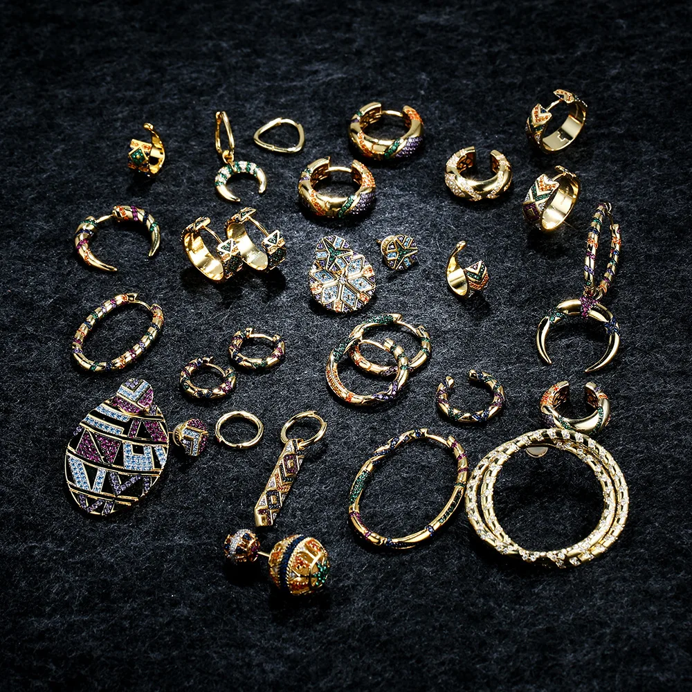 

LIDU High Quality 925 Silver Colorful Tribal Style Earrings With Exquisite Monaco Ornaments For Friends As Gifts