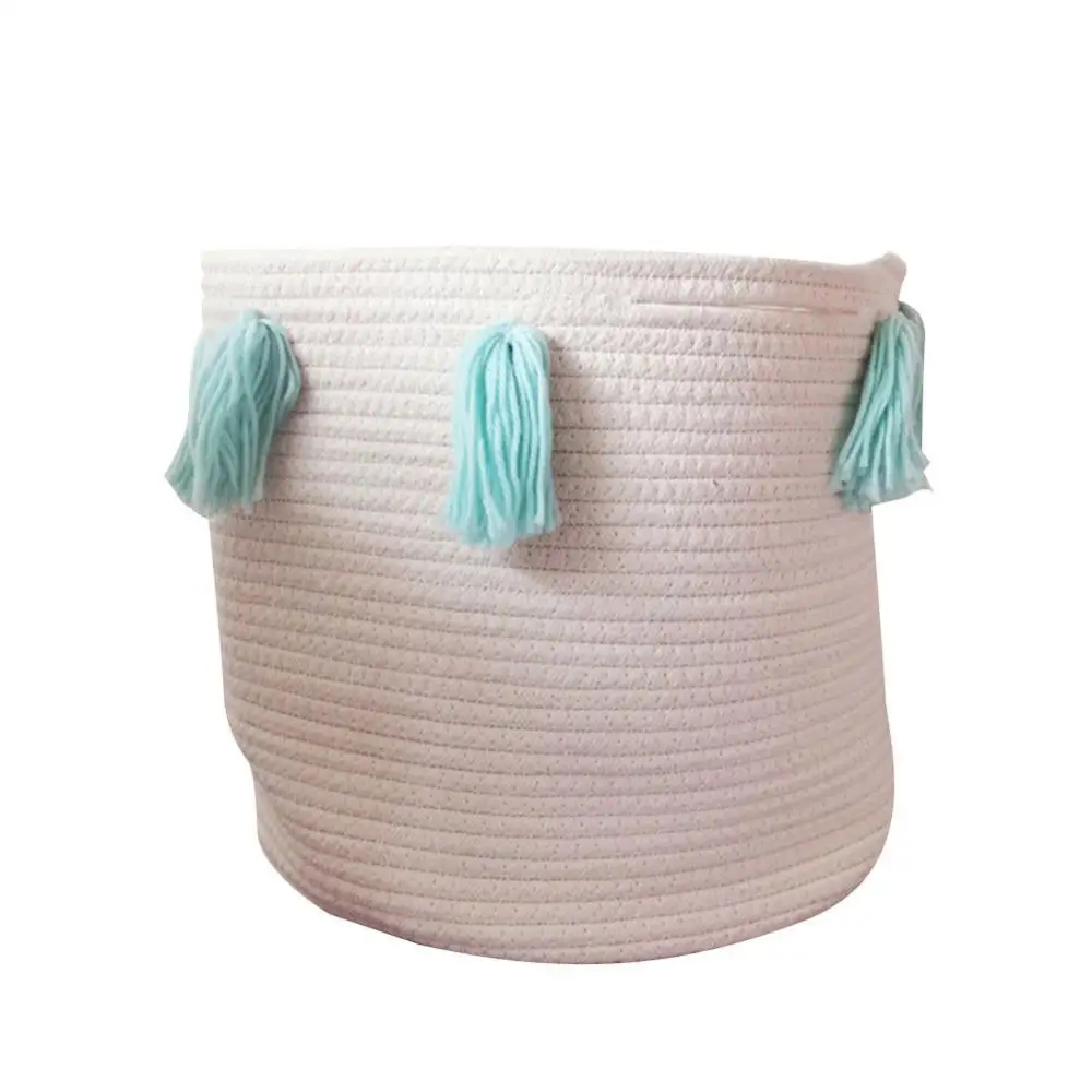 

Storage Baskets Cotton Knitted Rope Tassel Home Storage Basket Photo Decor Toy Holder Organizer Home Storage Organization
