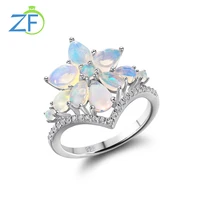 gz zongfa genuine 925 sterling silver ring for women natural opal gemstone custom flower engagement ring fashion fine jewelry