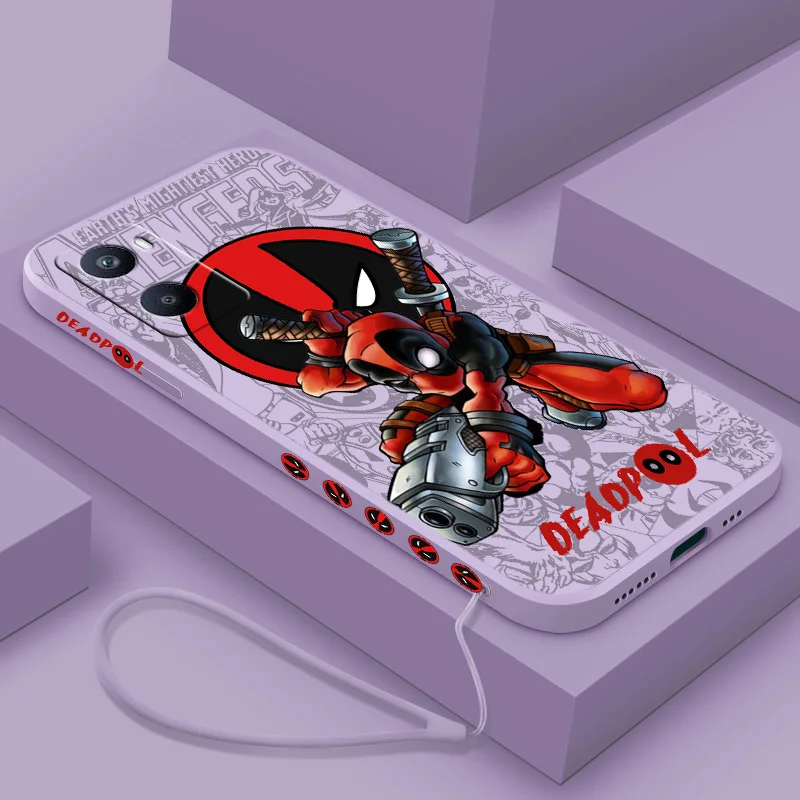 

Marvel Deadpool For OPPO A96 A94 A93 A77S A76 A74 A73 A72 A57E A57S A56S A54S 2022 Liquid Left Rope Phone Case