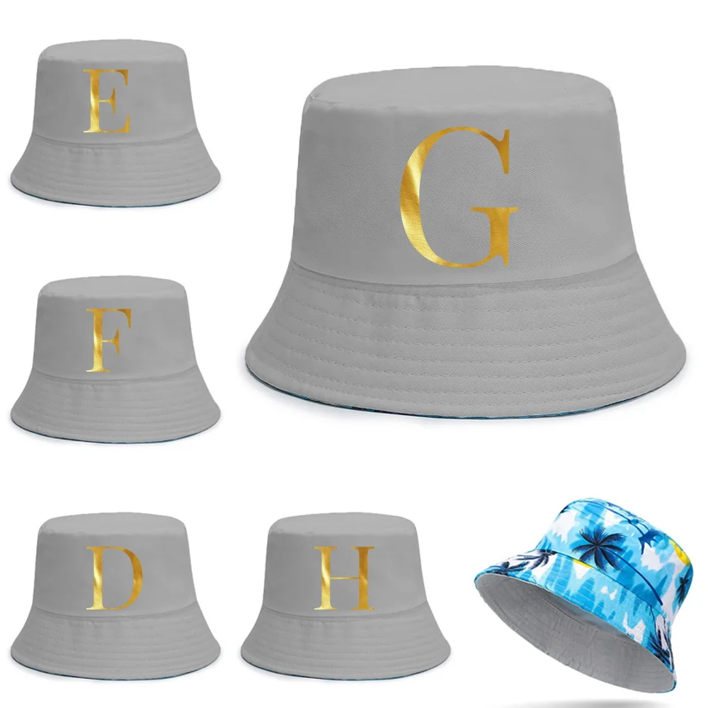 

Summer Bucket Hat Letter Print Women Fashion Cotton Outdoor Beach Sun Hats Reversible Bob Chapeau Femme Panama Hat Fisherman Hat