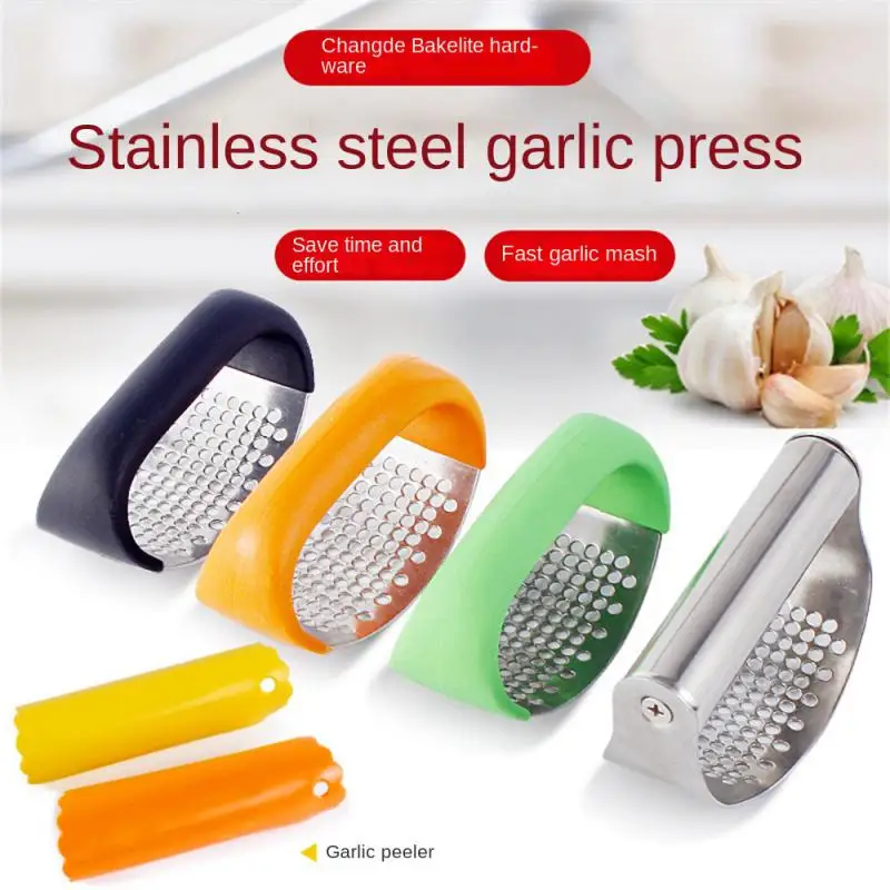 

2/4/5PCS Garlic Smasher Squeezer Stainless Steel Garlic Press Convenient Press-type Garlic Masher Curved Hand-held Garlic Spud