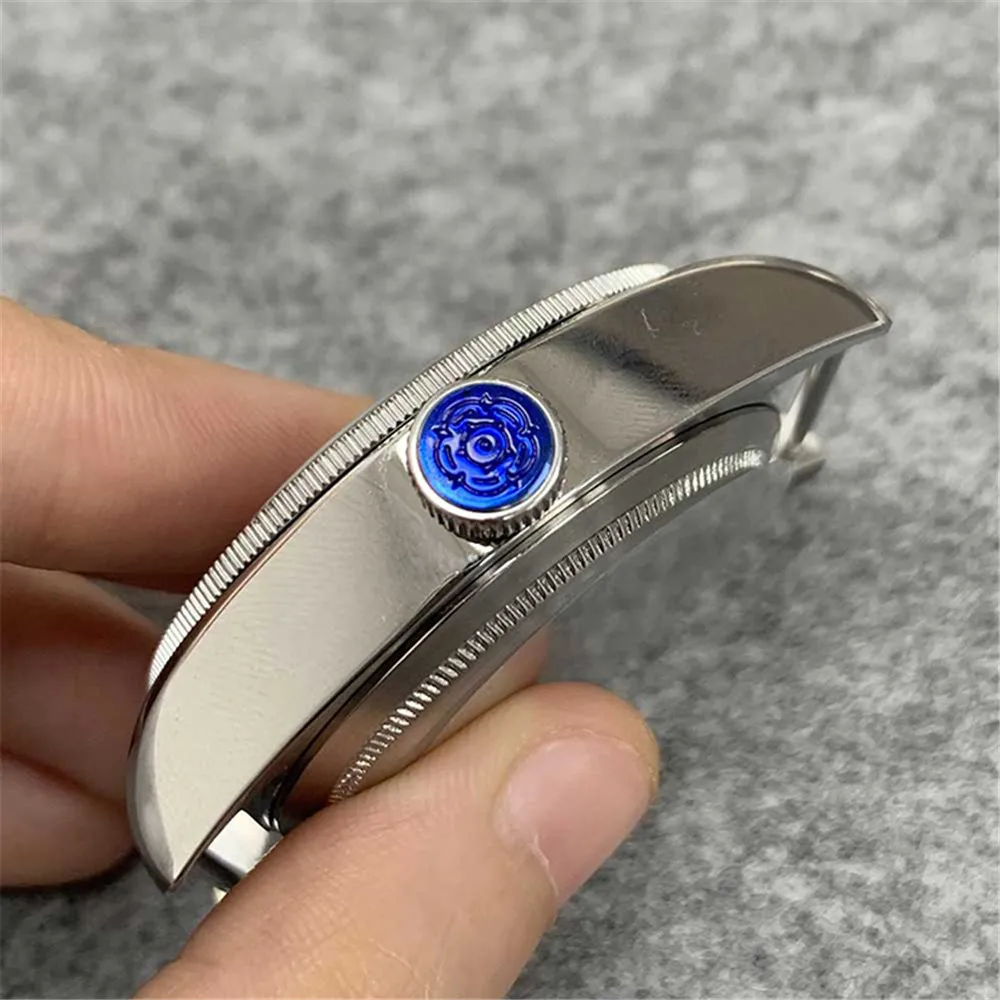 41mm Stainless Steel Watch Case, Aluminum Ring Mineral Glass Solid Bottom Cover 5ATM Waterproof Case for NH35 NH36 Movement