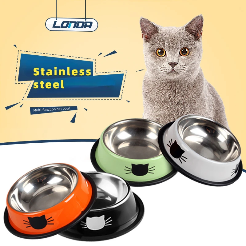 

New Assemblable Multicolor Stainless Steel Dog Cat Bowl Non-slip Non-fall Eat Drink Pet Food Container Feeder Dish Bowl