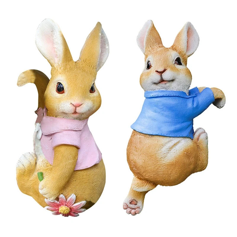 

Cute Animal Rabbit Pendant Courtyard Resin Crafts Art Statues Outdoor Decor Garden Yard Cute Supplies