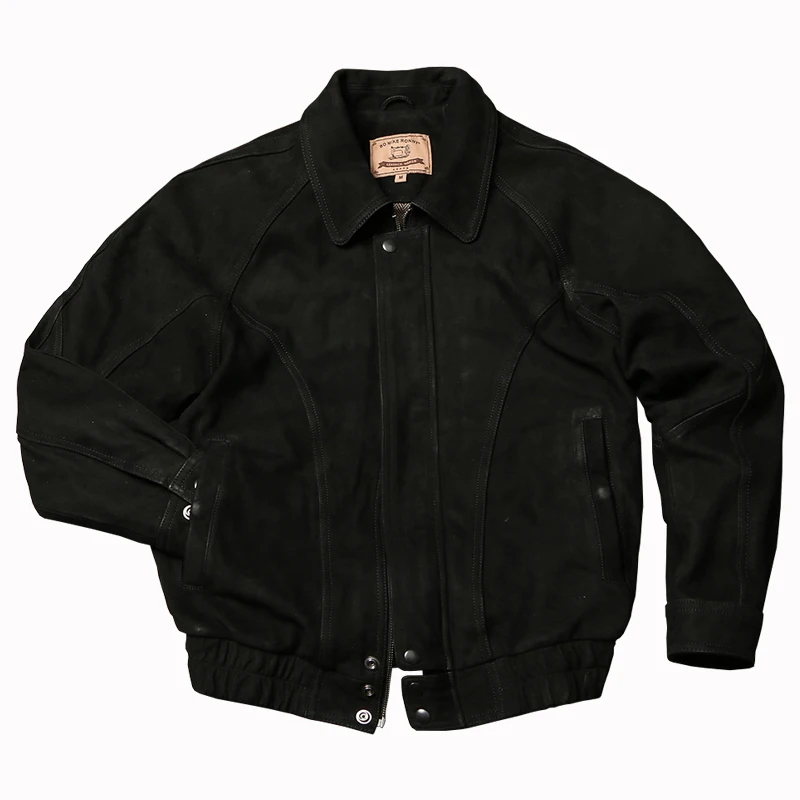 Черная осенняя кожаная куртка для мужчин в стиле ретро большие размеры 4XL