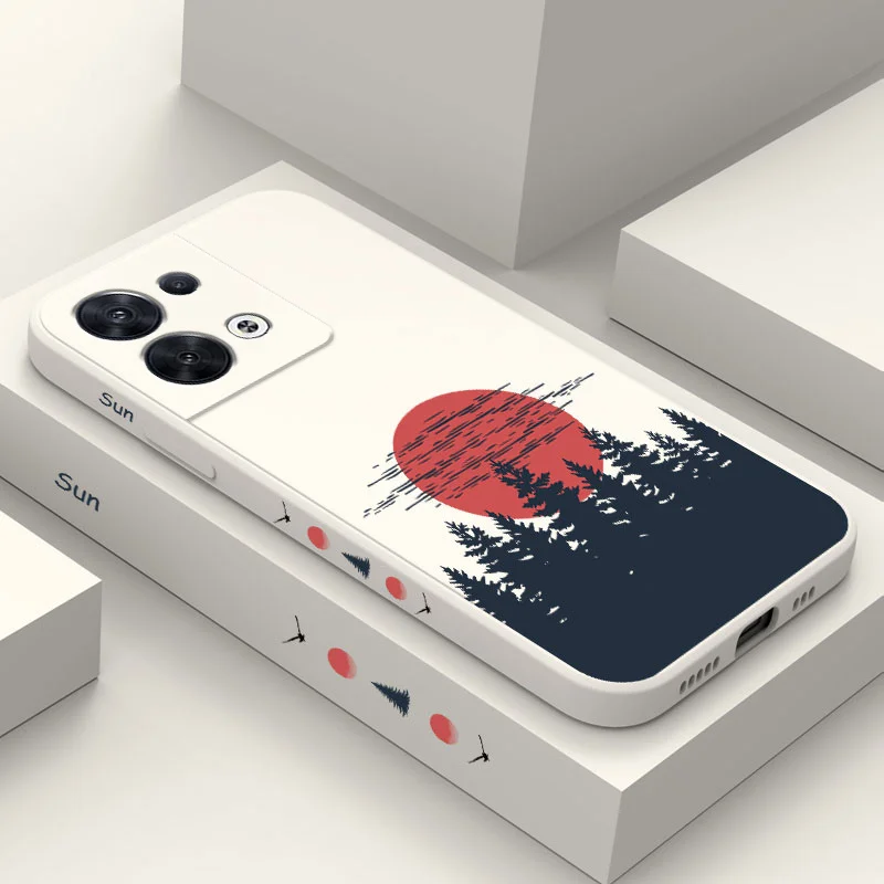 

Red Sun Grove Phone Case For OPPO Reno 8 8T 8Z 7 7Z 6 5 F19 F9 Pro 4G 5G Liquid Silicone Cover