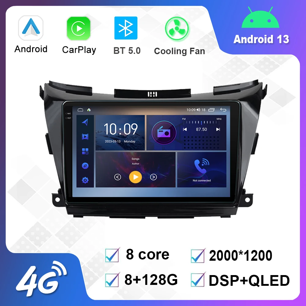 

10.1 Inch Android 12.0 Multimedia Player Auto Radio For Nissan Murano 3 Z52 2014 - 2020 GPS Carplay 4G WiFi DSP Bluetooth