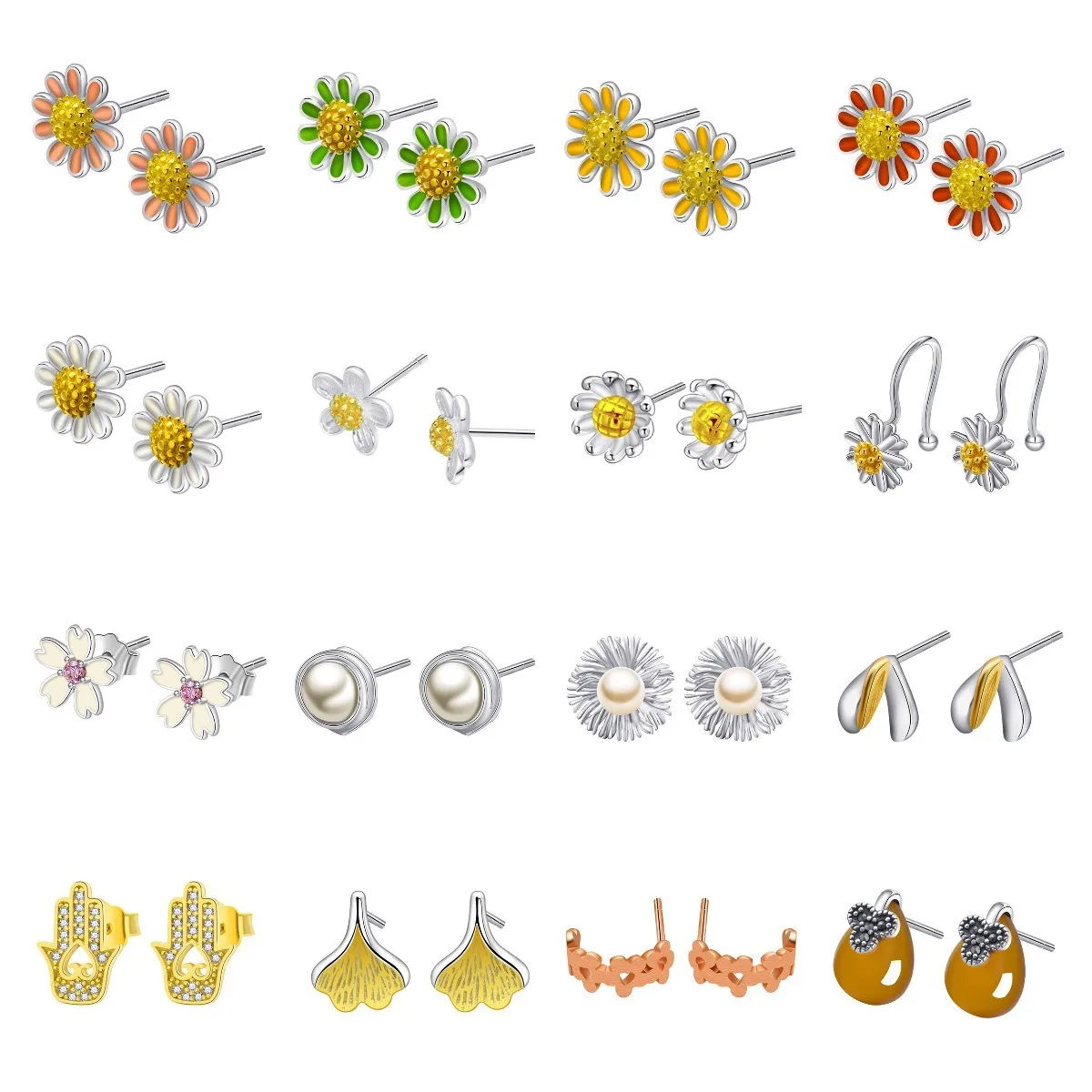 

S925 Sterling Silver Hot Selling High Grade Feeling Small Fresh Personality Flower Fashion Light Luxury Silver Female Earrings