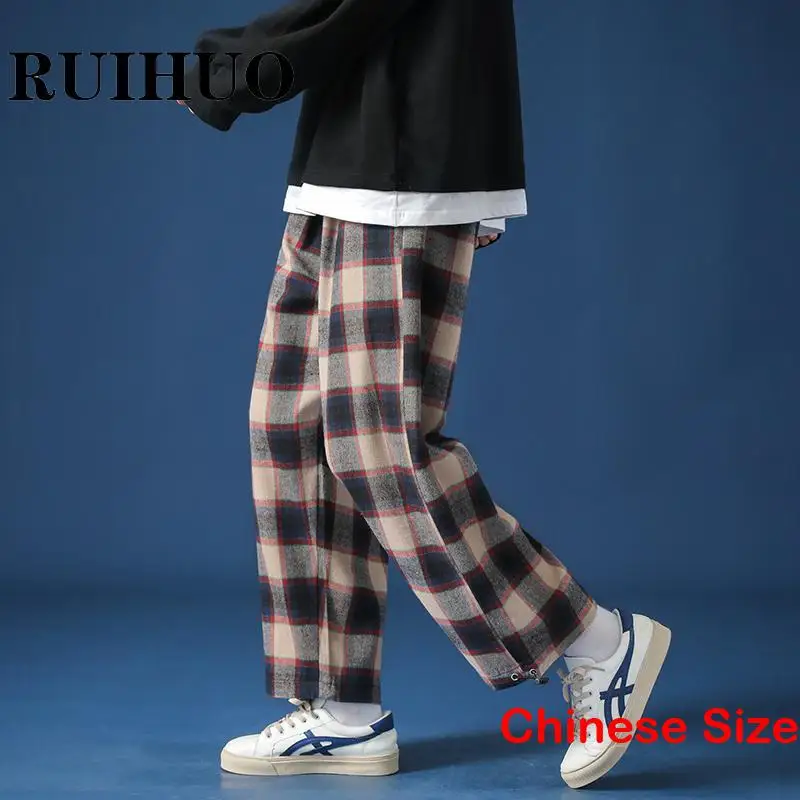 

RUIHUO Plaid Casual Harem Pants Men Trousers Street Wear New In Pants For Mens Clothes Size 5XL 2023 Spring New Arrivals