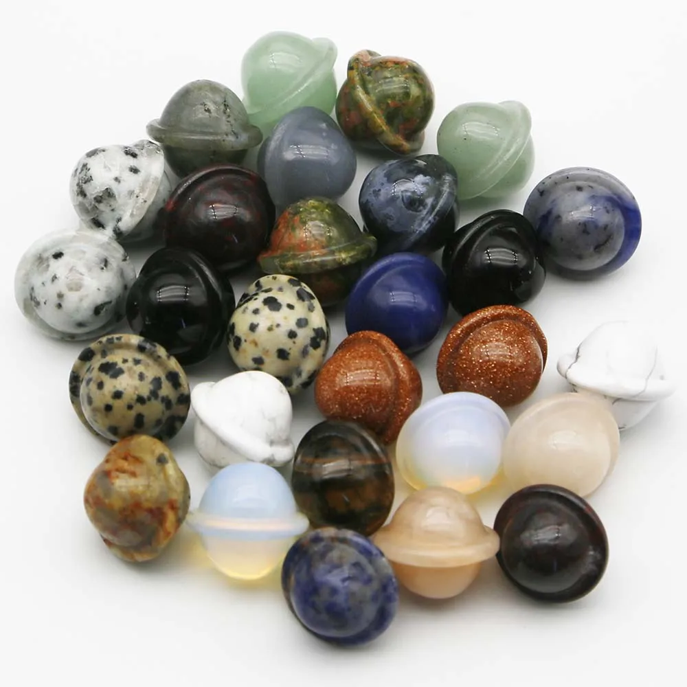 Natural Semi Precious Stone Crystal Agate Mini Spaceship Planet Hand Play Pieces Fashion Jewelry Gift Accessories Wholesale12Pcs