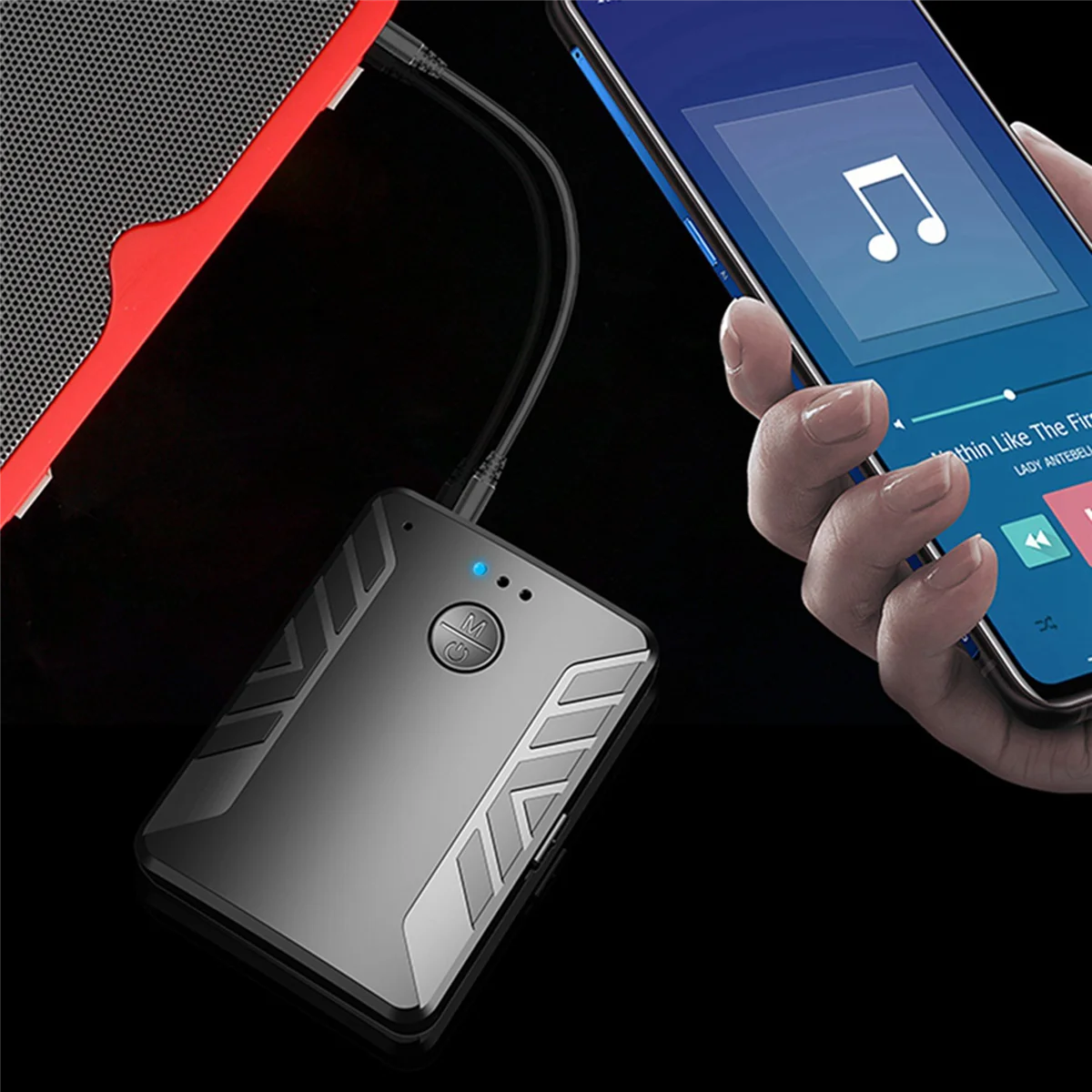 

2X 4 in 1 Multipoint Bluetooth 5.0 Audio Transmitter Receiver for TV PC Connect 2 Headphones 3.5mm Stereo with MIC