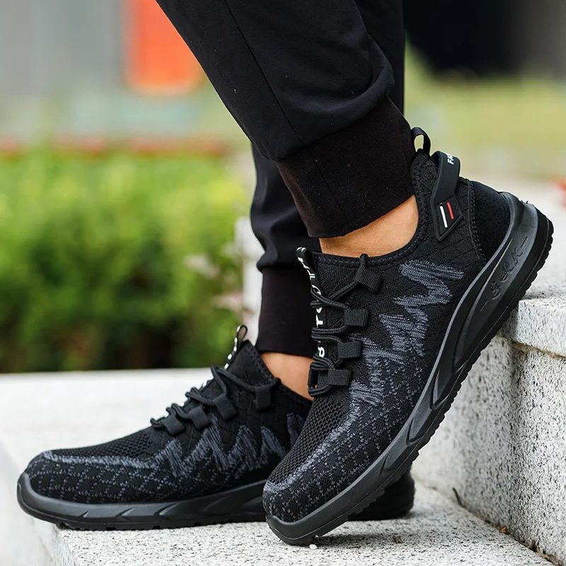 Легкая рабочая защитная обувь мужская дышащая со стальным носком весенне-летние