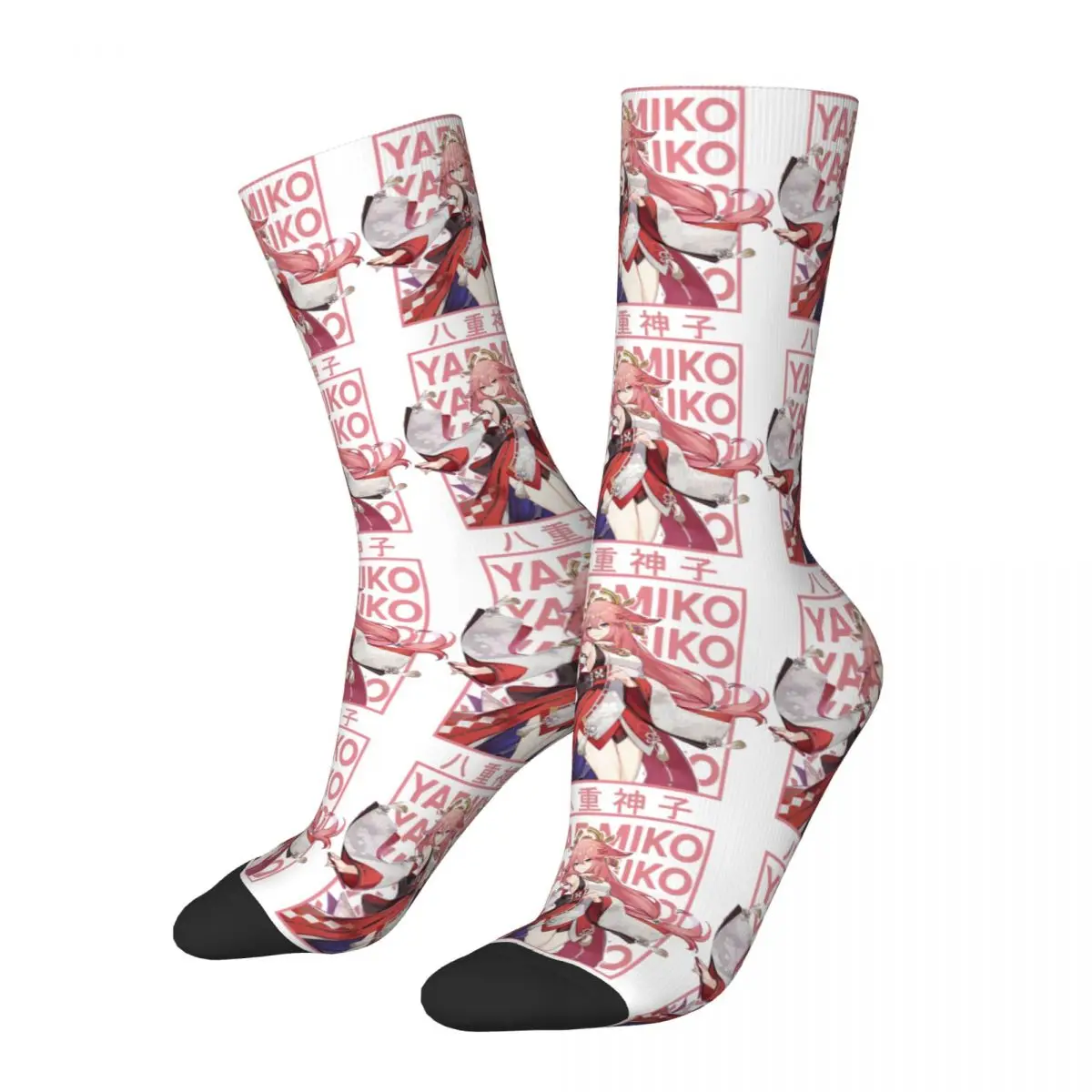 

Hip Hop Vintage Yae Miko Crazy Men's Socks Unisex Genshin Impact Street Style Pattern Printed Funny Novelty Crew Sock Boys Gift