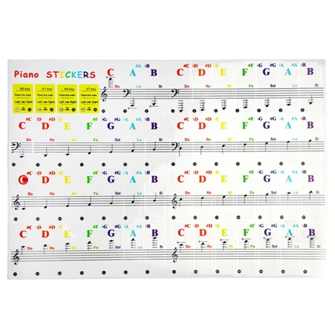 Наклейки на клавиатуру фортепиано G92F для клавиш 88/61/49, наклейки для фортепиано с большими буквами, съемные буквы на для нот
