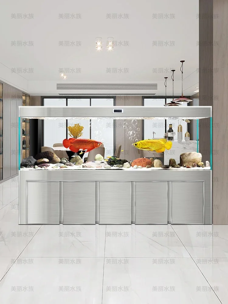 Ультра-белый стеклянный аквариум для гостиной большой от пола до потолка
