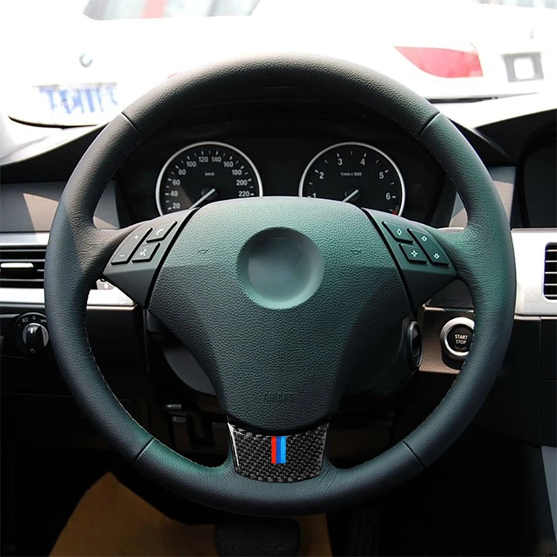 

Fiber Car Steering Wheel Decorative Trim Decal Cover Interior Sticker For BMW 5 Series E60 2004-10 Car Tuning Accessories
