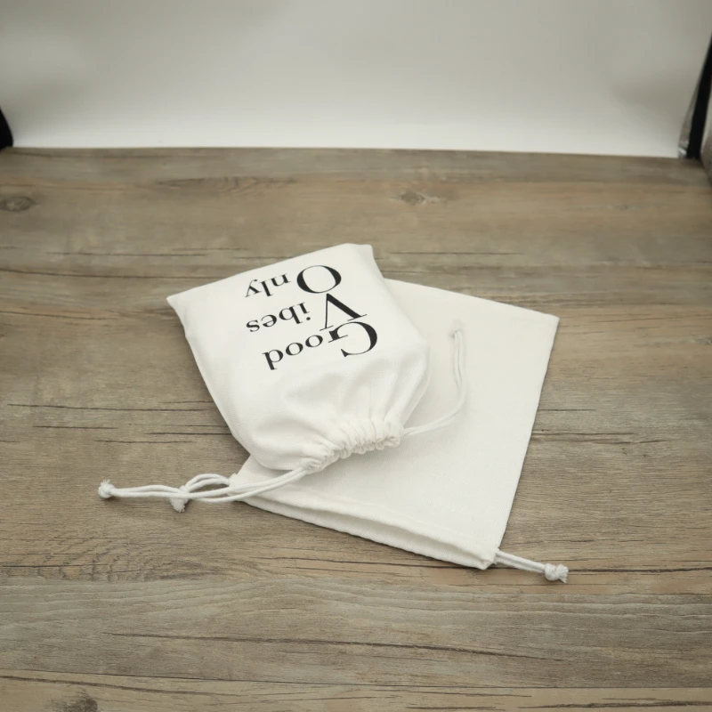 Linen Pouch Cotton Drawstring Bag Jewelry Packaging Makeup Wedding Party Storage Gift Bags Wrapping Supplies Print Logo 50pcs