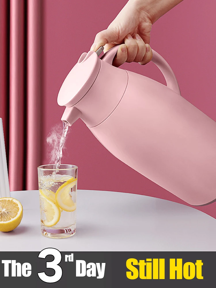 

1L/1.6L/1.9L Large Capacity Thermal Insulation Pot Portable Heat Kettle Coffee Tea Vacuum Flasks Glass Liner Thermos Bottle