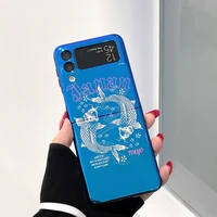 blu ray lucky koi suitable for samsung zflip3 mobile phone case f7110 phone case galaxy zflip3 protective cover