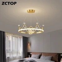 modern led crown pendant lamps for dining room creative blackgold round hanging light kitchen living home indoor pendant lights