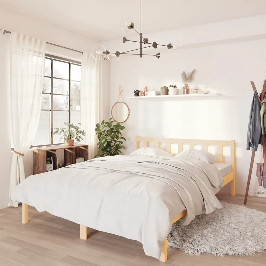 

Bed Frame, Solid Pinewood Bed, Bedroom Furniture Brown 140x190 cm