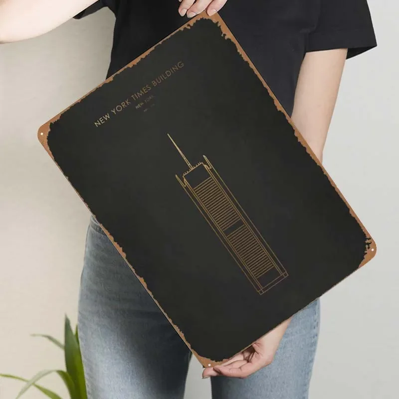 Металлический плакат New York Times Building художественная роспись Ретро металлическая