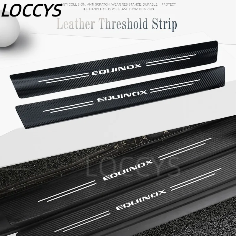 

4Pcs For Chevrolet Equinox Carbon Fiber Car Door Sill Welcome Pedal Decoration Protect Leather Stickers Auto Accessories