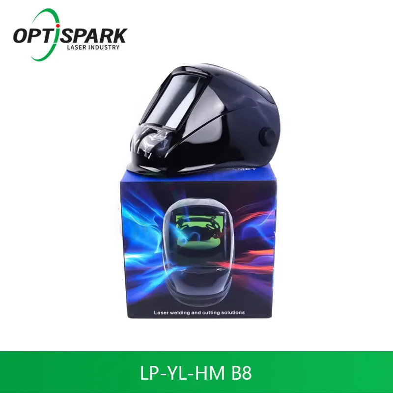 Фото Защитная маска для лазерной сварки/резки OPTISPARK 1003нм OD8+ с сертификацией CE, лазерный защитный шлем с широким обзором и защитой от излучения. №1