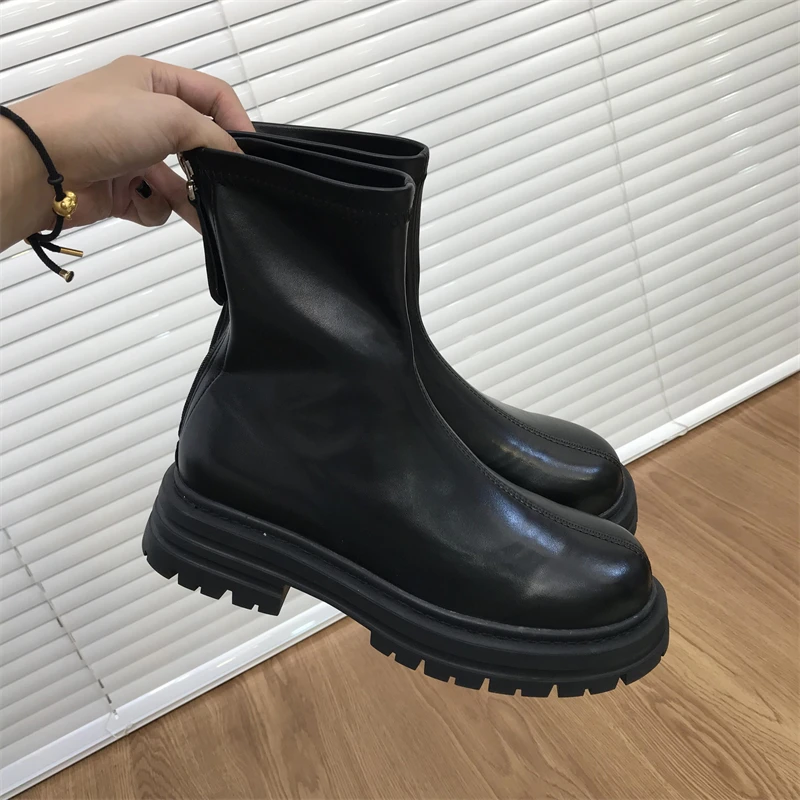 

Женские ботинки с круглым носком, белые однотонные ботильоны на молнии сзади, на резиновой подошве, В Стиле Лолита, осень 2022