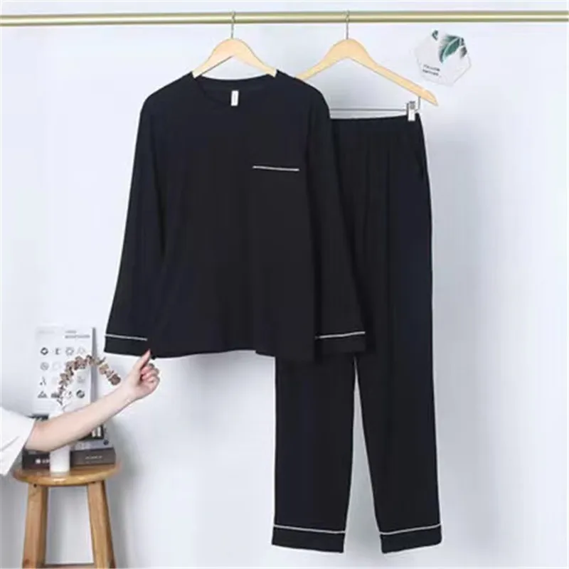 2022 New Pajamas Set For Men Round Neck Thin Pyjamas Suits Long Sleeve Long Pants Casual Male Sleepwear Homewear