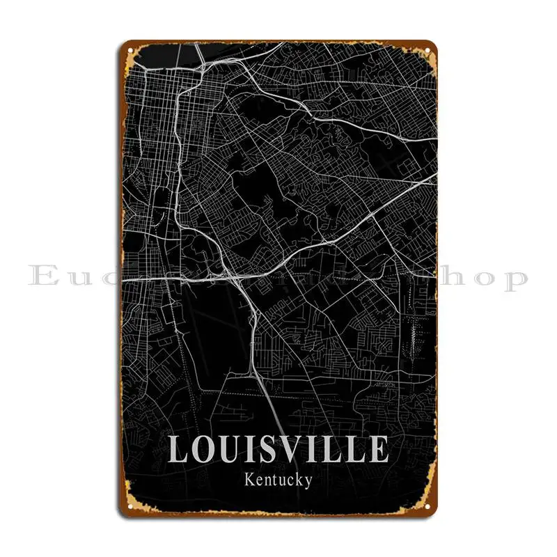 

Темный металлический знак для кинотеатра Louisville, Карта города, подсветка для гаража, жестяной рекламный плакат на заказ